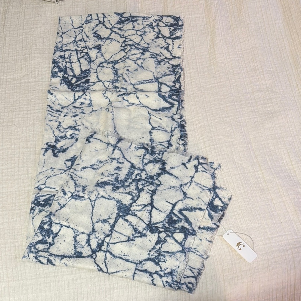 Blue and White Marble Print Pants
